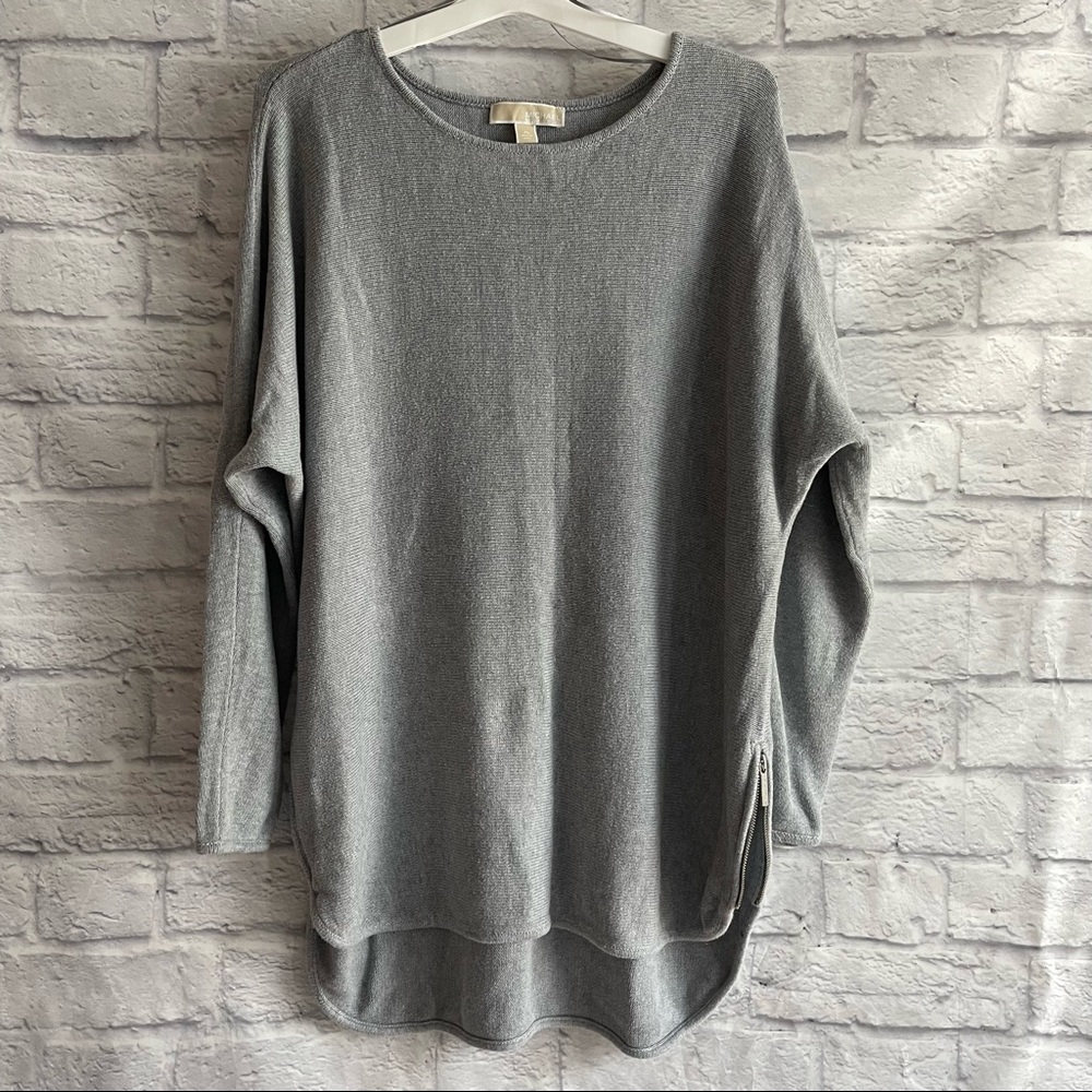 BY MICHAEL KORS GREY TUNIC SWEATER WITH ZIPPER ACCENT XL